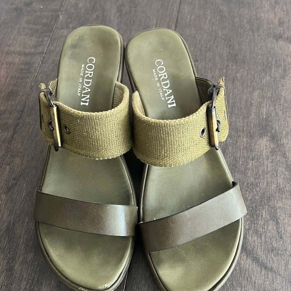 Cordani Green and White Slide Sandals with Chunky Sole